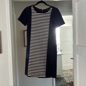Short Sleeve Navy Dress - Cotton